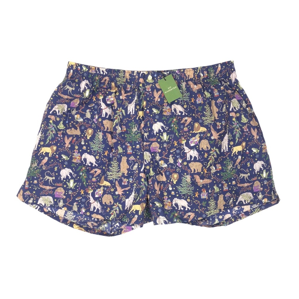 Sid Mashburn Button Front Boxer Short White Christmas Men's Size 36 NWT